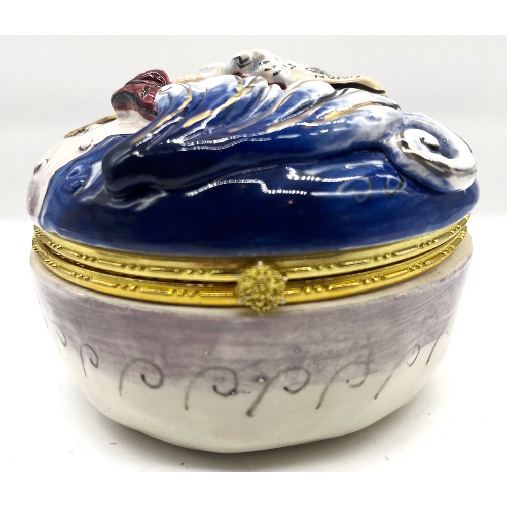 Noah's Ark God's Promise hinged Trinket Box Blue Sky Heather Goldminc 2002 - Picture 3 of 6